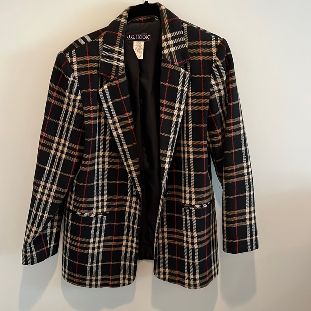 Vintage Check Wool Blend Blazer
